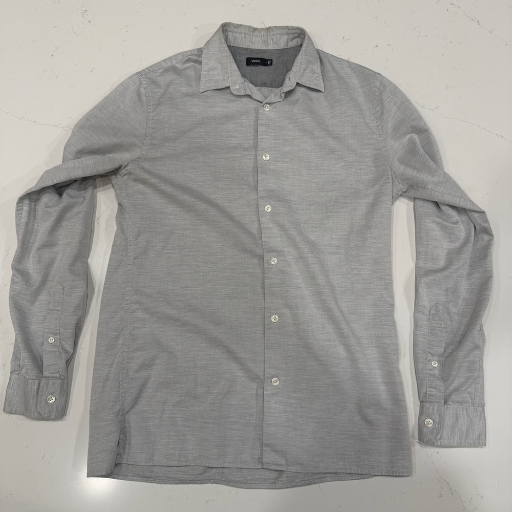 Vince Men’s Light Gray Casual Button Down Shirt - Small